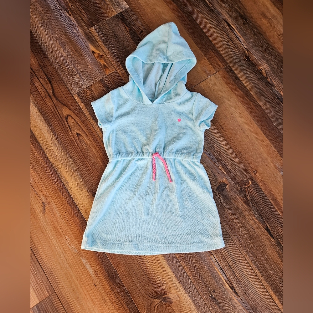 Carter's Blue Hooded Dress with Pink Heart